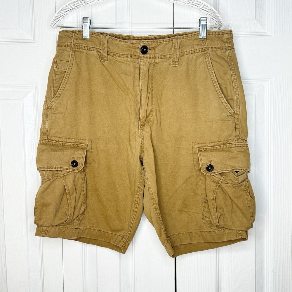 American Eagle Mens Cargo Shorts 31 Classic Fit Tan Khaki Cotton Canvas Y2K 2014